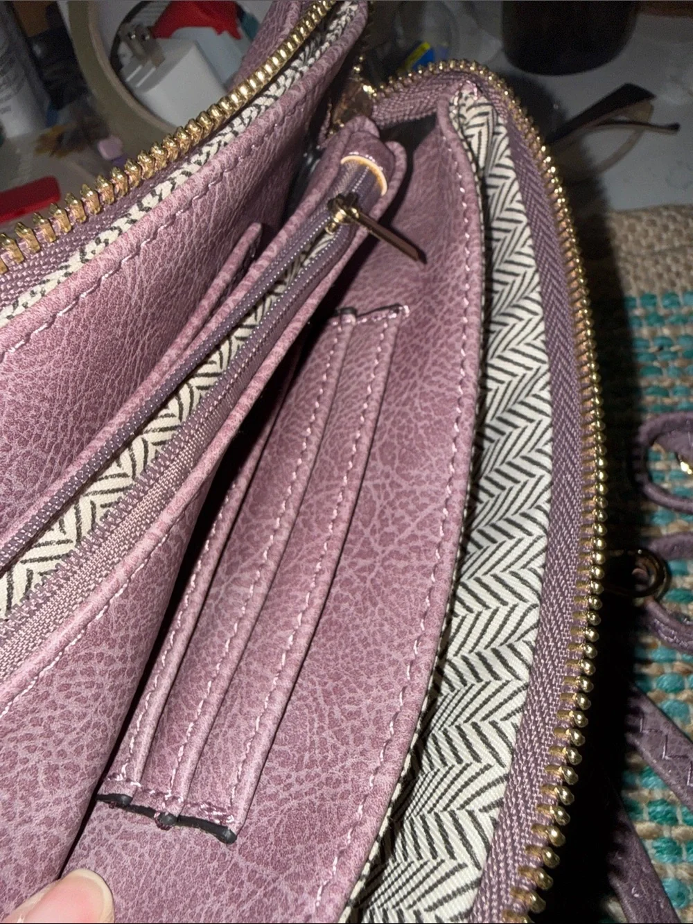 Lavender Vegan-Leather Zip Pouch